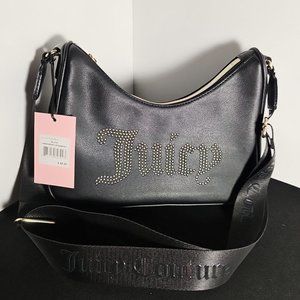 New Juicy Couture Black Obsession Crossbody Shoulder Bag Gold Studded Purse
